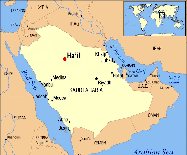 Mapa de la Península Arábiga
