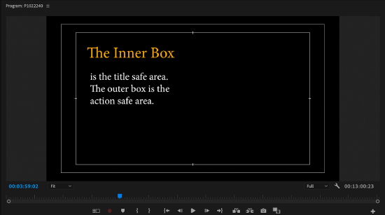 Video text in editing software with title contrasting size and color. 