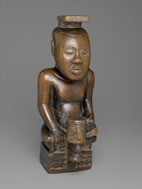 Ndop Portrait of King Mishe miShyaang maMbul, c. 1760-80, wood and camwood powder, 19-1/2 x 7-5/8 x 8-5/8 inches (Brooklyn Museum)