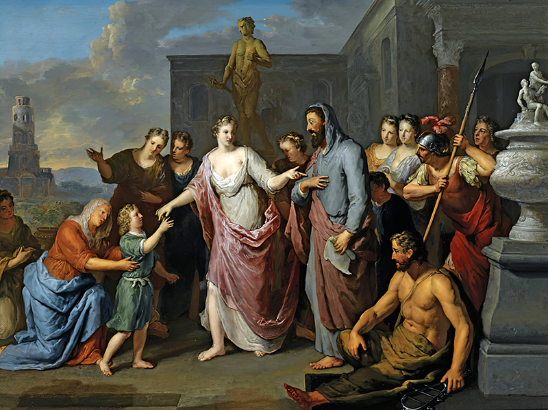 Картина Жерара Хоета до 1733 року показує Олімпіади, що представляють молодого Олександра Македонського, матері Олександра, нареченої Зевса та його учня Аристотелю.