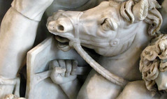 Ludovisi Sarcófago de batalla, detalle con cabeza de caballo