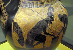 Exekias, Attic black figure amphora, detail with Achilles