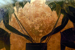 Exekias, Аттична чорна фігура амфора, деталь з грою