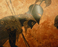 Exekias, Attic black figure amphora, detail with Achilles's face