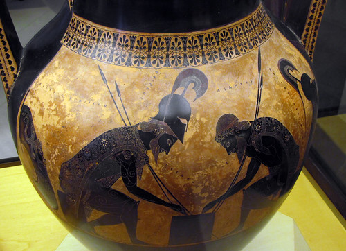 Exekias, Attic black figure amphora, looking down