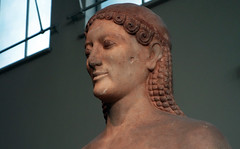Anavysos Kouros, detail of head, c. 530 B.C.E.