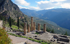 View down to the Temple of Apollo, Delphi