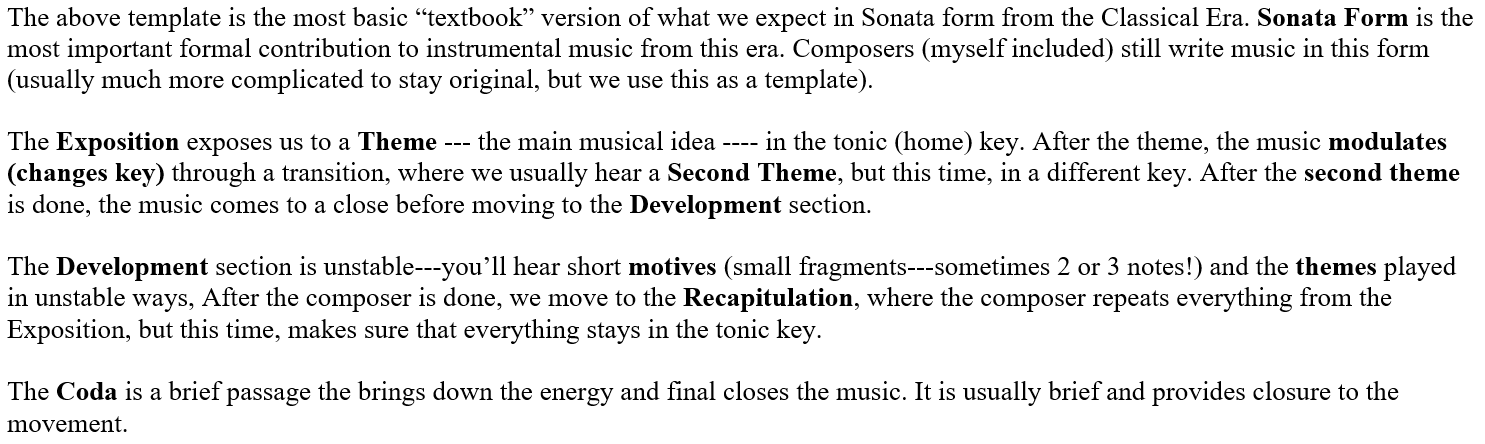 Image desribing the layout of sonata form