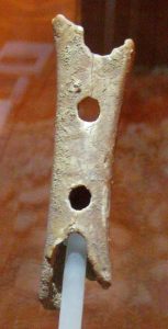 Photographic image of a prehistoric flute most likely made out of bone.
