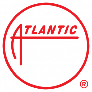 Image of Atlantic Records Logo with red text. The logo includes a red circle with the word "Atlantic" inside of the circle.
