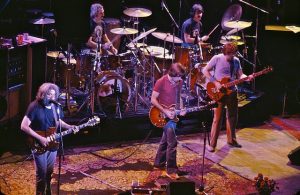 Color photo of The Grateful Dead performing live at the Warfield.