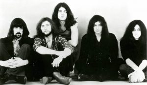 Black and white press photo of Deep Purple (1971)
