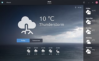 A screenshot of weather showing thunderstorm 