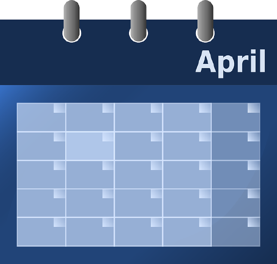 A calendar sheet with small sections and the word April was written in the top right corner.