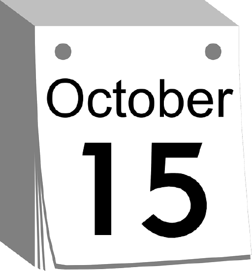 Calendar sheet for October 15th.